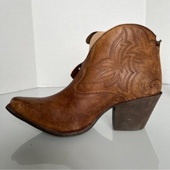 Ariat Brown Western Ankle Booties with Pointed Toe - Picture 9 of 14